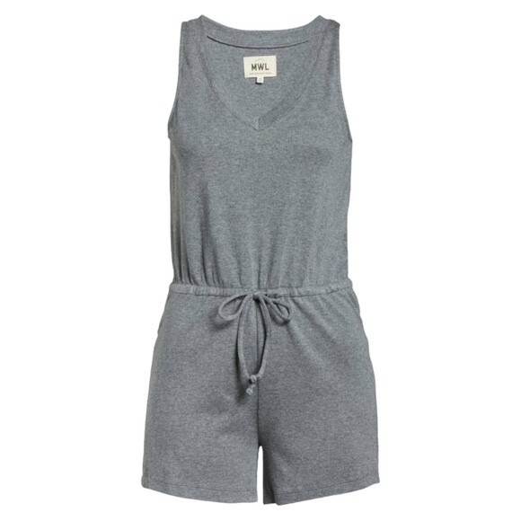Madewell MWL Breeze Drawstring Shorts Romper Heather Gray Women’s Size Small - Picture 2 of 13
